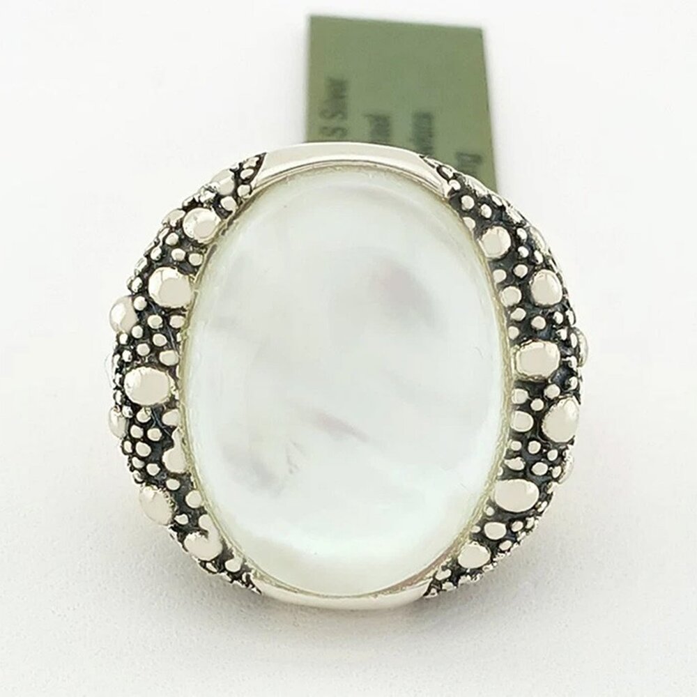 Michael Dawkins Genuine Starry Night White Gemstone Ring Solid .925 Silver